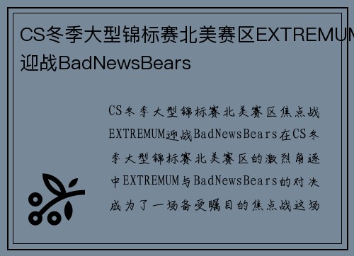 CS冬季大型锦标赛北美赛区EXTREMUM迎战BadNewsBears